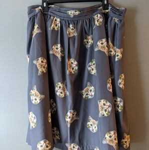 Womens Size XXL Modcloth Quirky Cat Face Print Skirt